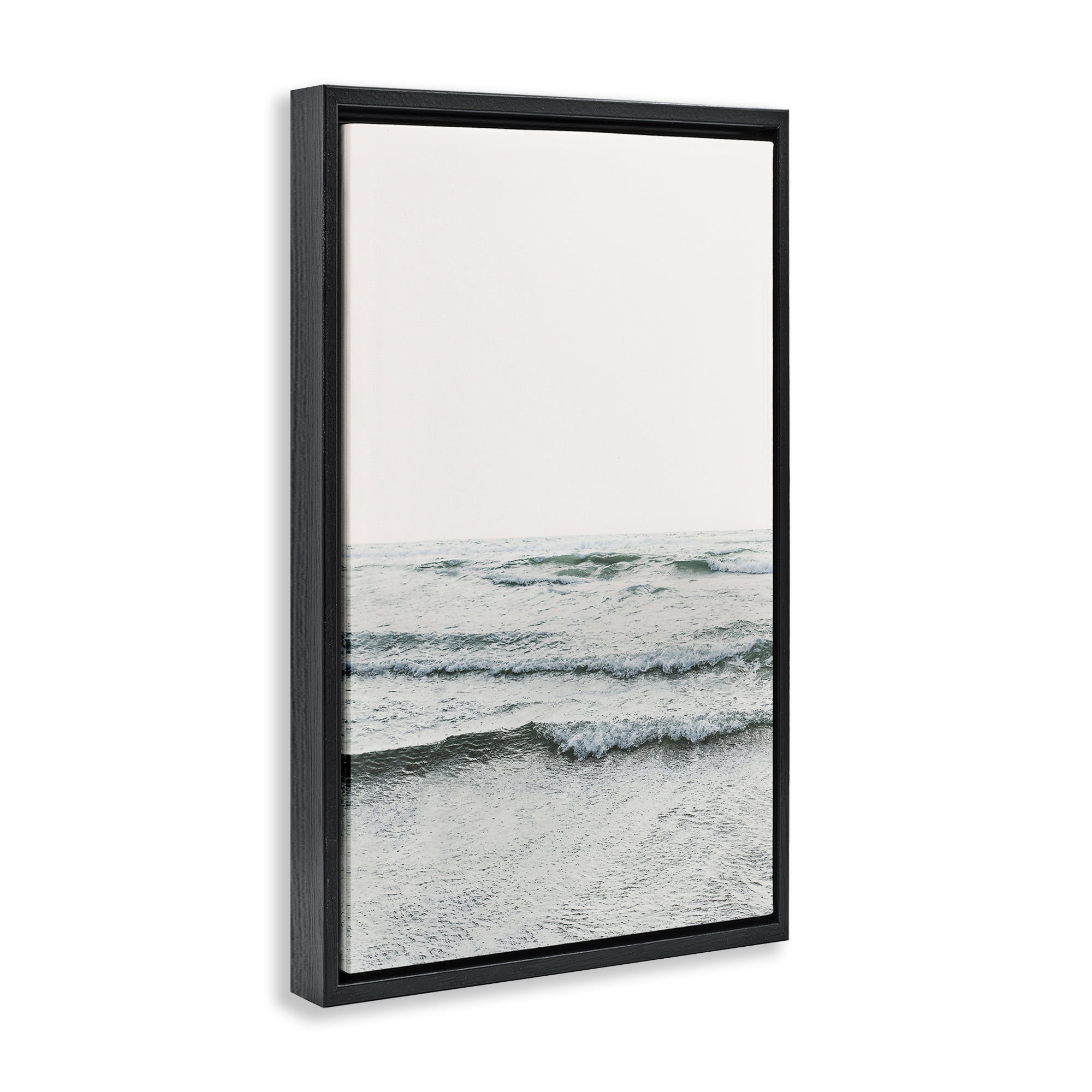 Stupell Industries Rippling Ocean Tide Nautical & Beach Photography Black Floater Framed Canvas Art Print Wall Art, 17 x 25