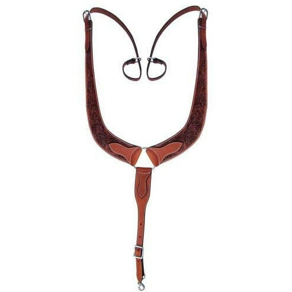 Showman Acorn Leaf Tooled Leather Pulling Collar