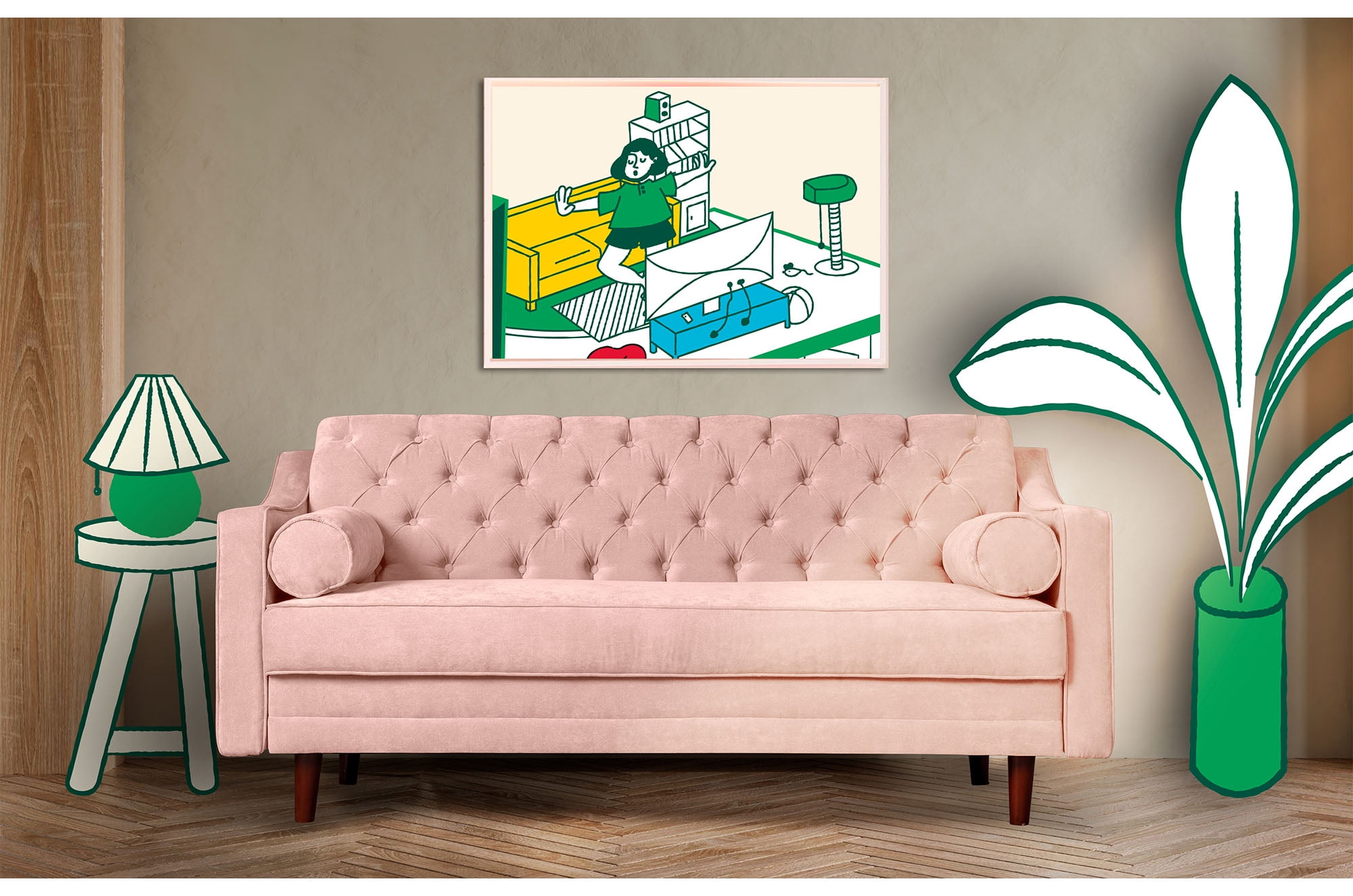 Sofá Cama Velvet Palo de Rosa Makora Modelo Ilios