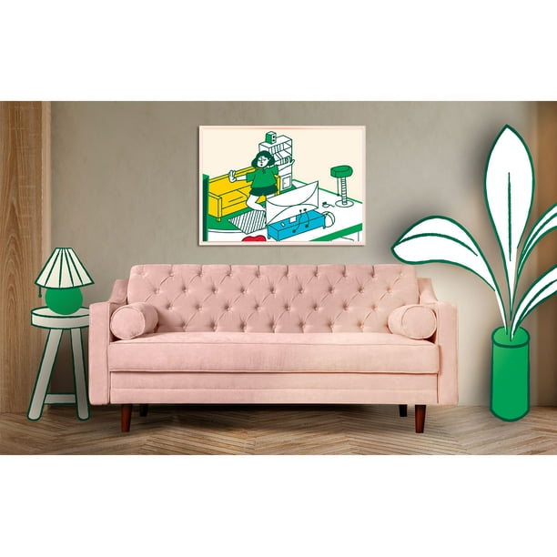 Sofá Cama Velvet Palo de Rosa Makora Modelo Ilios