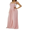 thumbnail image 3 of Wide Leg Overalls for Women Sleeveless Jumpsuits Suspender Overalls with Pockets, 3 of 6