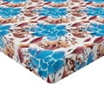 thumbnail image 4 of Ambesonne Flowers Fitted Sheet, Watercolor Neutral Floral, Full Size, Deep Sky Blue Sand Brown, 4 of 5