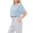thumbnail image 4 of MixMatchy Women's Basic Solid Boxy Short Sleeve Crop Top, 4 of 6