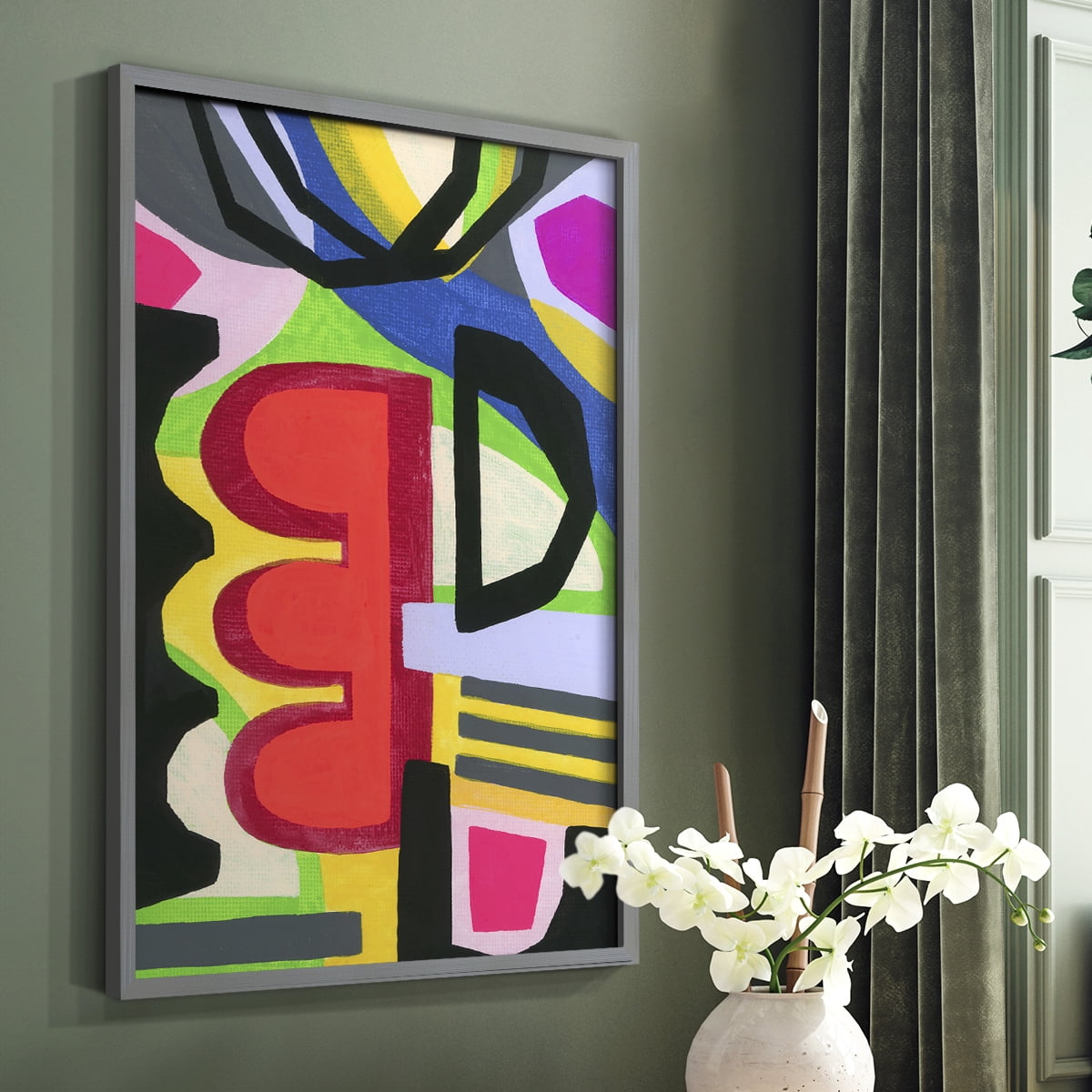 Bold Shape Shift I Framed Print in Gray Solid Wood Framed Print No Nail Hanging
