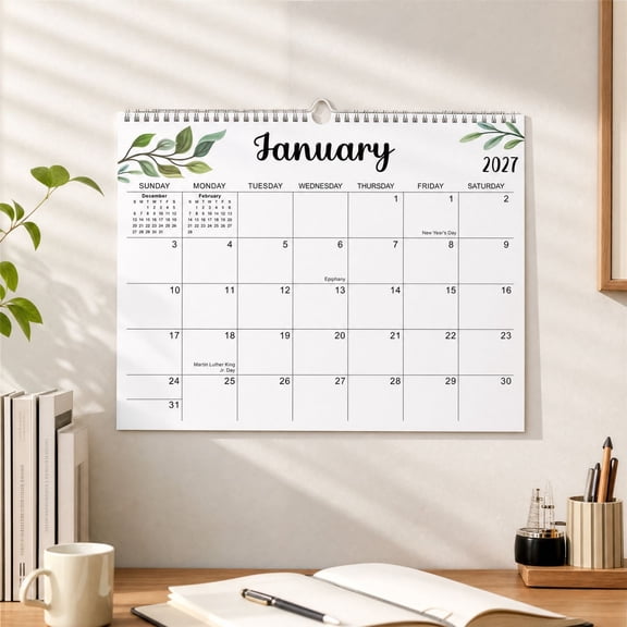 erdimoy 2027 Wall Calendar, 18‑Month Spiral Hanging Monthly Calendar, 14 inch × 11 inch, Large Blocks with Notes Section for Home Office Wall Desktop Organization