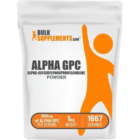 BulkSupplements Alpha GPC Powder - Gluten Free, 600mg per Serving - 1 Kilogram (2.2 lbs) - 1667 Servings