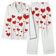 thumbnail image 6 of yoeyez Pajamas for Women 2 Piece Love Heart Printed Pajamas Sets Ladies Loungewear Button-Down Long Sleeve and Pant Pj Sets Soft Sleepwear White L, 6 of 6