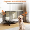 thumbnail image 4 of Ourlova 32-Inch Wooden Dog Crate Furniture-Double Doors-With Wheels-Upgraded Kennel End Table-For Small-Medium-Large Dogs-Rustic Grey, 4 of 9