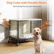 thumbnail image 4 of Heavy - duty metal dog crate - indoor/outdoor pet kennel con estantes y almacenamiento gabinete, moderno decorative design in gris o negra, 4 of 8