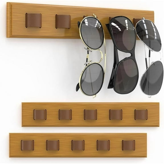 3 Pack Sunglass Organizer, Wall Mounted Sunglasses Organizer, Wooden Glasses Holder Sunglass Holder, Sunglasses Rack for Hanging Your Multiple Eyeglasses, for Wall, Home Decor(Dark Grey)