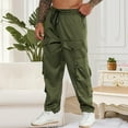 thumbnail image 5 of Fnnxeal Chinos Pants for Men Casual Solid Stylish Pull-On Cargo Pants Army Green Pants for Men Size 2XL, 5 of 7
