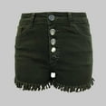 thumbnail image 2 of Pimfylm Jean Shorts for Women Casual Summer High Waisted Button Frayed Raw Hem Denim Shorts AG, L, 2 of 5