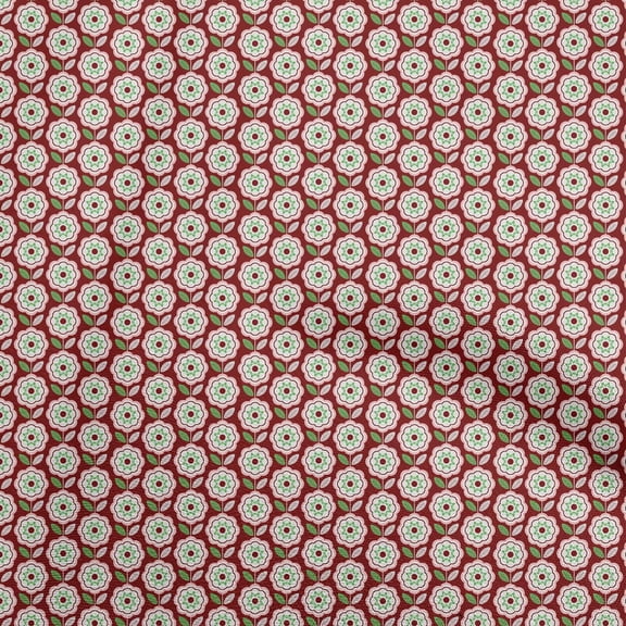 oneOone Polyester Spandex Red Fabric Floral Retro Diy Clothing Quilting Fabric Print Fabric By Yard 56 Inch Wide