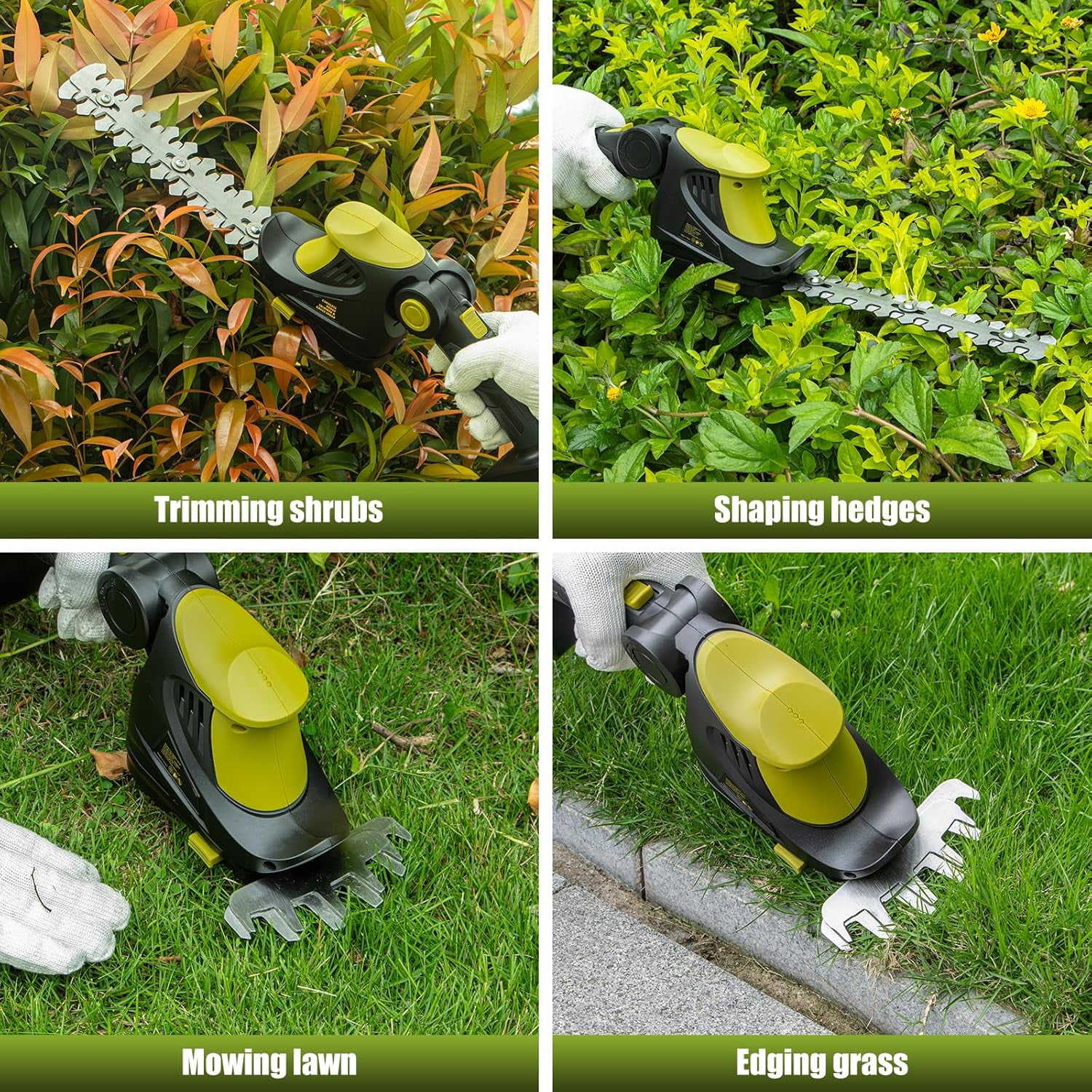 Cordless Hedge Trimmer for DeWalt 20V  Battery, 1200RPM Electric Grass Shear 2-in-1 Tool with Dual Safety Locks for Garden Yard Lawn Care (Green, Battery Not Included)