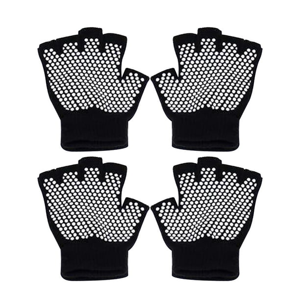 2pcs Guantes de medio dedo Guantes de entrenamiento antideslizantes Guantes de yoga Guantes cómodos para deportes de yoga (Negro)