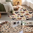thumbnail image 5 of Round Rugs 7 Ft, Farmhouse Rooster Non Slip Area Rugs for Kitchen Bedroom Entryway, Vintage Watercolor Flowers Wood Grain Washable Carpet Runner Rug Floor Mats for Bedroom Home Decor, 5 of 8