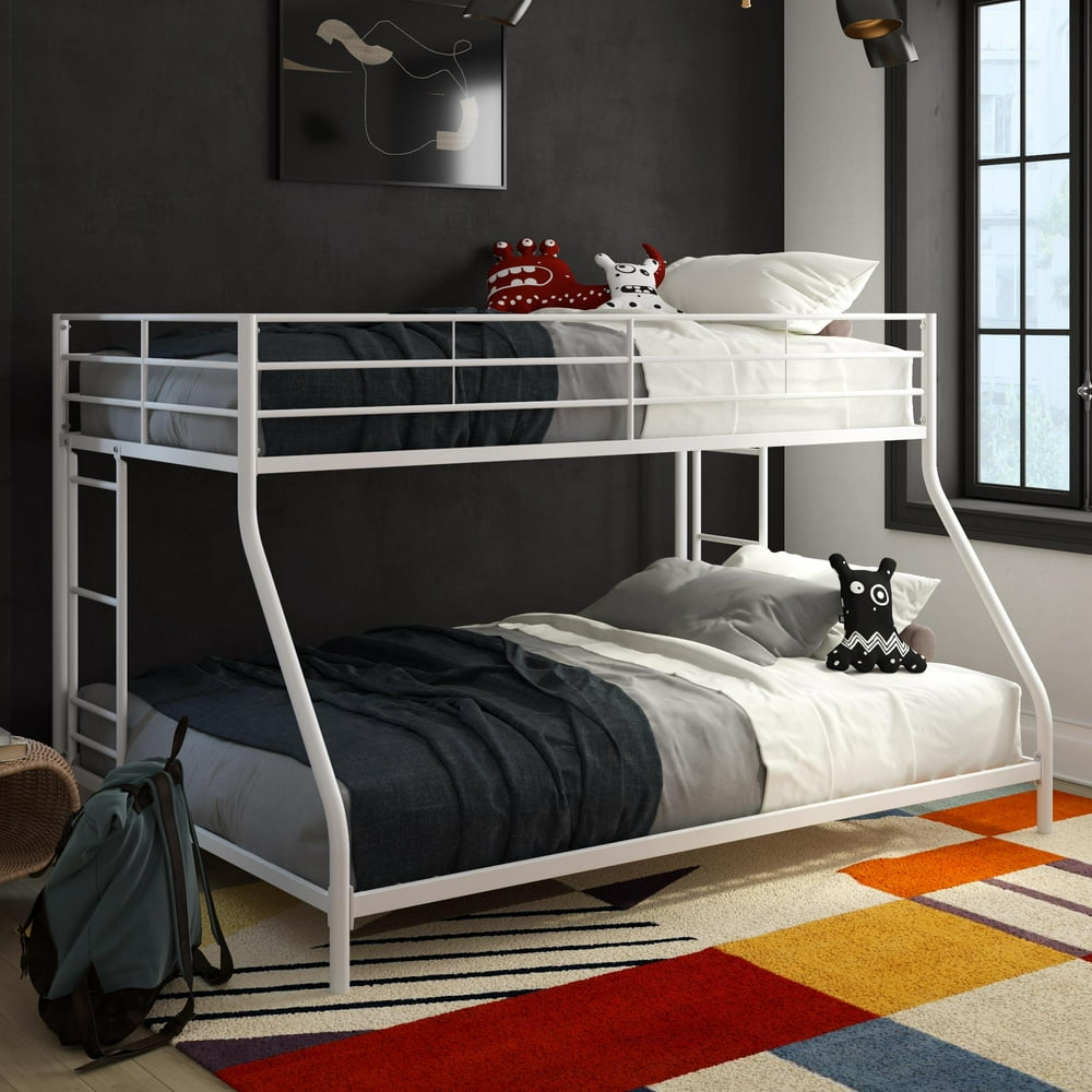 Mainstays Small Space Twin over Full Bunk Bed, White Metal