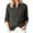 Gray, variant on Mandarin Stand Collar Half Button Placket 3/4 Sleeve Side Slit Crinkle Cotton Linen Blouse for Women Spring Summer Casual Daily Wear