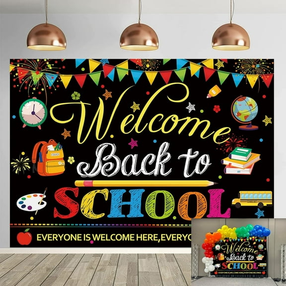 7x5FT Welcome Back to School Banner Backdrop First Day of School Welcome Background Back to School Party Decorations Supplies