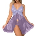 thumbnail image 2 of uublik Sleep Wear Set For Women Valentine's Day Bodysuit V Neck Nightgown Nightwear Sleepwear Purple, 2 of 4