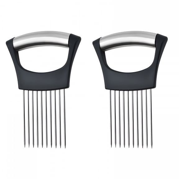 ACDANC 2 Packs Food Choppers Slice Assistant Onion Holder Slicer,Kitchen Gadgets Kitchen Utensil Holder Cutter Stainless Steel Vegetable Holder Tomato Slicer Meat Slicer