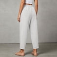 thumbnail image 6 of Besolor Women's Cotton Linen Pants Summer Casual Lace Drawstring Elastic Waist Cropped Trouser with Pockets, 6 of 7