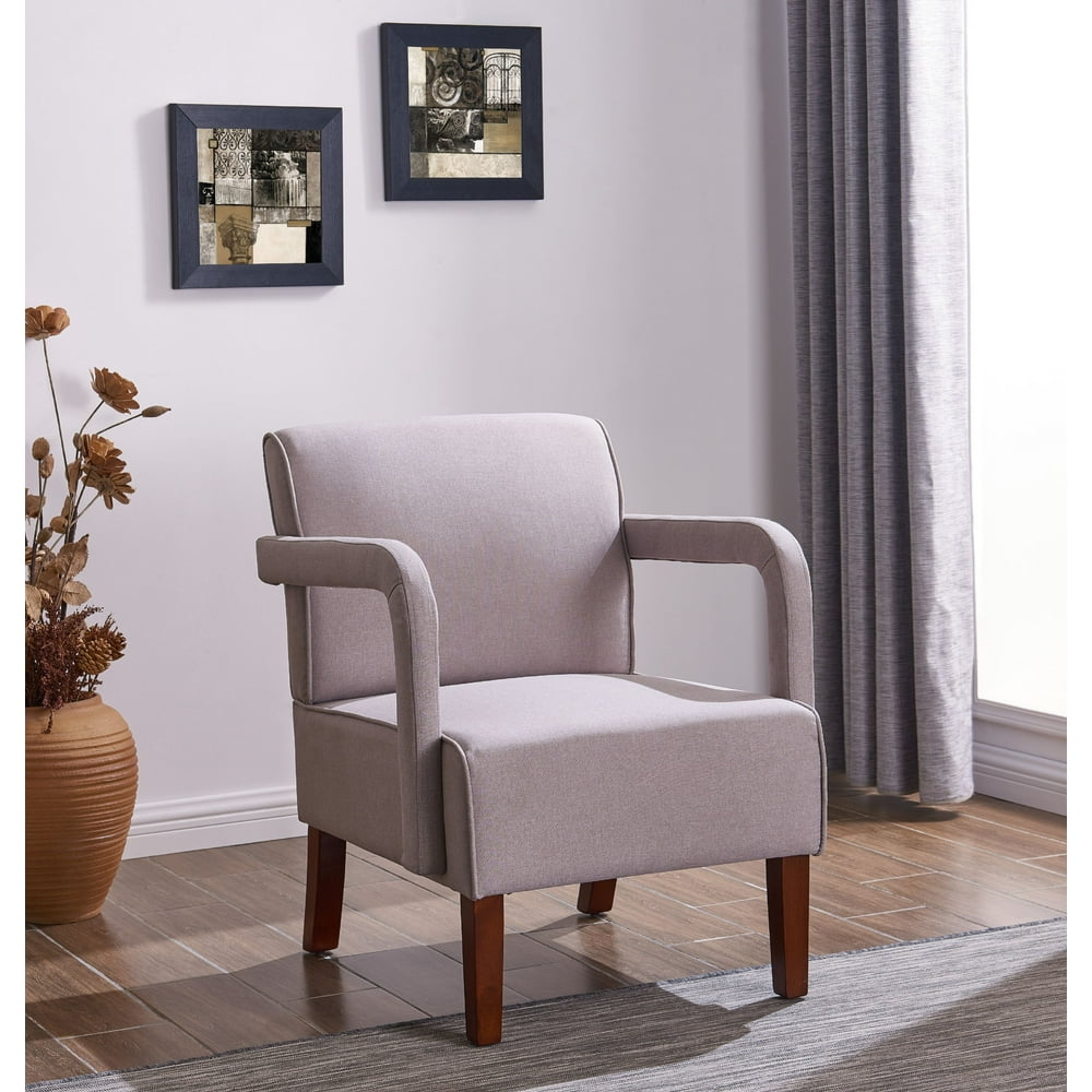 IDS Home Modern Accent Chair with Arm Living Room Bedroom Wood Leg
