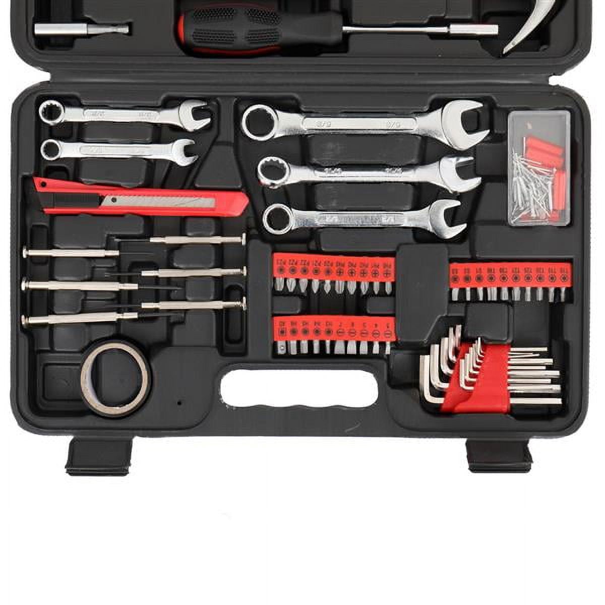 148PCS Iron Home Repair Tool Kit Carbon Steel/Chrome Vanadium Steel, Blow Molded Case for Home, Shop, Workplace Red