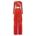 thumbnail image 1 of Linjinx Womens Liturgical Dance Costume Metallic Shiny Patchwork Irregular Dress with Wide-Leg Pants Red S, 1 of 7