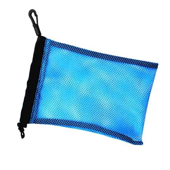 Outdoor Camping Hiking Drawst Mesh Stuff Sack Beach Swimming Storage Bag - Blue