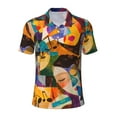 thumbnail image 2 of Daiia Abstract Musical Faces Pattern Men’s Polo Shirts,Solid Deck Shirt,Classic Fit, Breathable Cotton Polo for Casual and Sport Wear-Large, 2 of 7