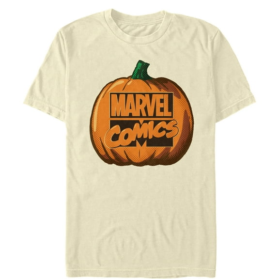 Men's Marvel Halloween Classic Logo Pumpkin  Graphic Tee Cream X Large