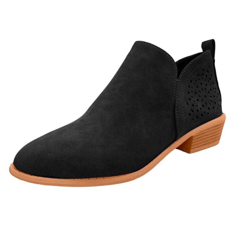 Dakaela Ankle Boots for Women Casual Slip on Loafers Chunky Low Heel Dress  Shoes Cut out Work Booties - Walmart.com