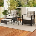 thumbnail image 1 of Harmijoy Ensemble de Mobilier d'Extérieur 5 Pcs, Chaises et Ottomans en Rotin avec Table Basse Ronde à Dessus en Verre, Ensemble de Conversation de Patio Coussiné Gain de Place pour Cour Arrière, au Bord de la Piscine, 1 of 7