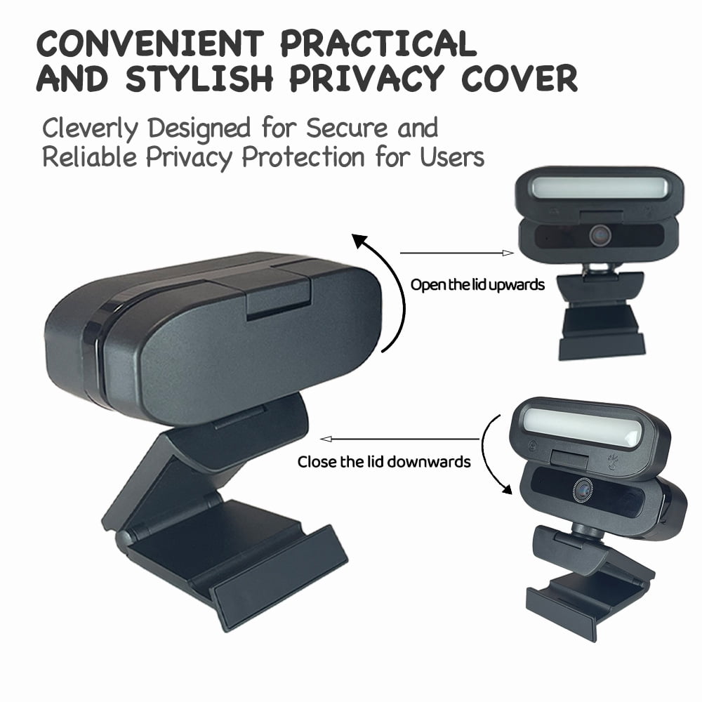 4K USB Webcam with Fill Light, Halloween Gift, -and-Play, Autofocus Streaming Camera