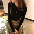 thumbnail image 3 of Suéter de punto estilo coreano Rimocy para mujer, suéter de manga larga con botones y cuello vuelto, jersey acanalado para otoño de 2022, 3 of 6