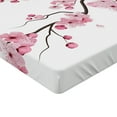 thumbnail image 2 of Ambesonne East Fitted Sheet, Japanese Cherry Branch, Full Size, Pink White, 2 of 3