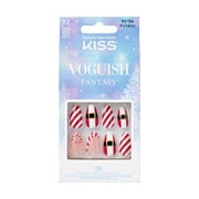 KISS Voguish Fantasy, Holiday Press on Nails, Jolly Jolly, Red, Medium Almond, 28 Count