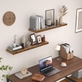 thumbnail image 2 of 36"x9.3" Floating Shelves, 9.3 Inch Deep Floating Shelf, Rustic Wall Shelf 36 Inch Long, Large Display Shelf for Books, Deep Storage Shelf for Living Room, Laundry Room - Rustic Brown, Set of 2, 2 of 14