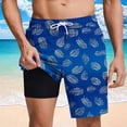 thumbnail image 2 of USNSM Men's Swim Trunks with Compression Liner 7 Inch Inseam Board Shorts 2 in 1 Quick-Dry Bathing Suits Print Pants Beach Shorts Blue S, 2 of 6