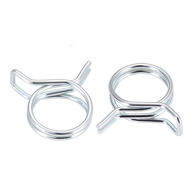 Unique Bargains Double Wire Motorcycle ATV 18mm Fuel Line Hose Tube Spring Clips Clamp Zinc Plated 10Pcs
