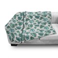 thumbnail image 3 of Green Leaf Soft Flannel Fleece Throw Blanket, Tropical Palm Tree Leaves Exotic Hawaiian Foliage Rainforest Jungle, Cozy Plush for Indoor and Outdoor Use, 70" x 90", Sea Green Teal White, by Ambesonne, 3 of 6