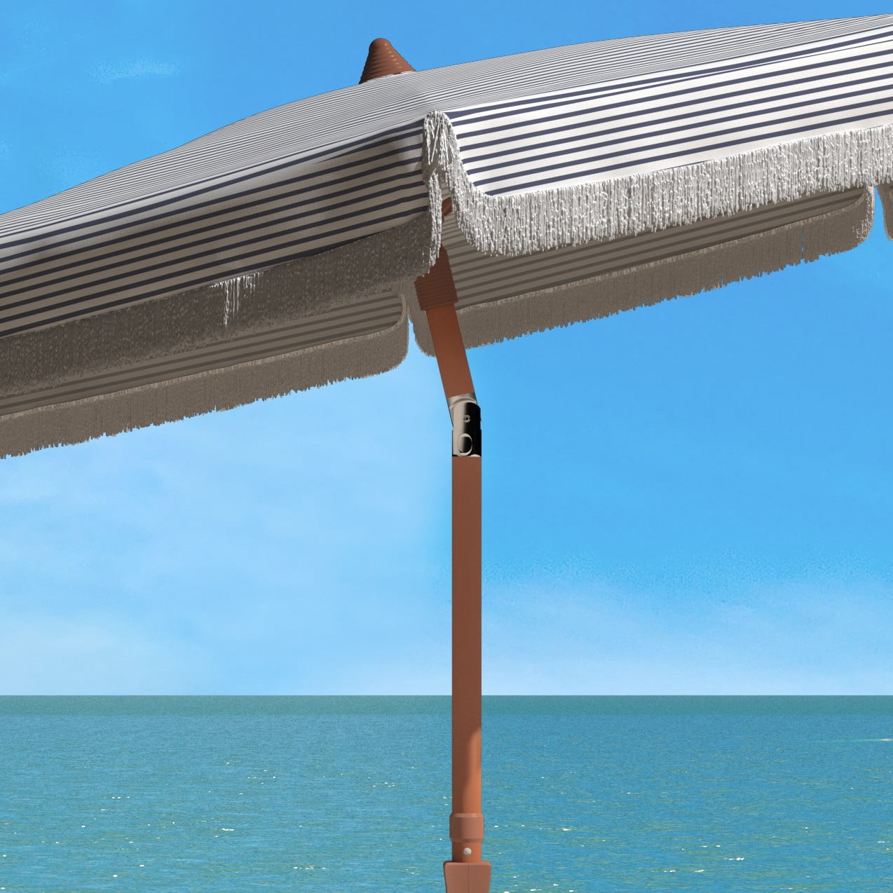 SAFAVIEH Copen 6.5' Beach Patio Umbrella, White/Navy