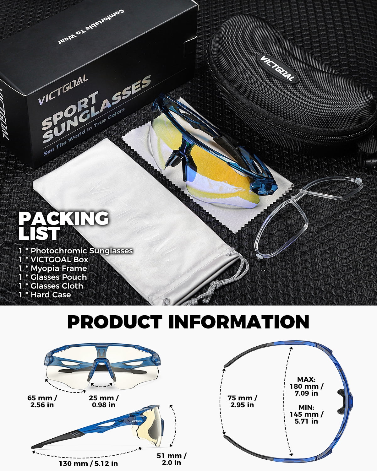 VICTGOAL Photochromic Cycling Glasses for Men Women, Clear Bike Glasses with UV400 Protection, Sports Running Sunglasses Goggles
