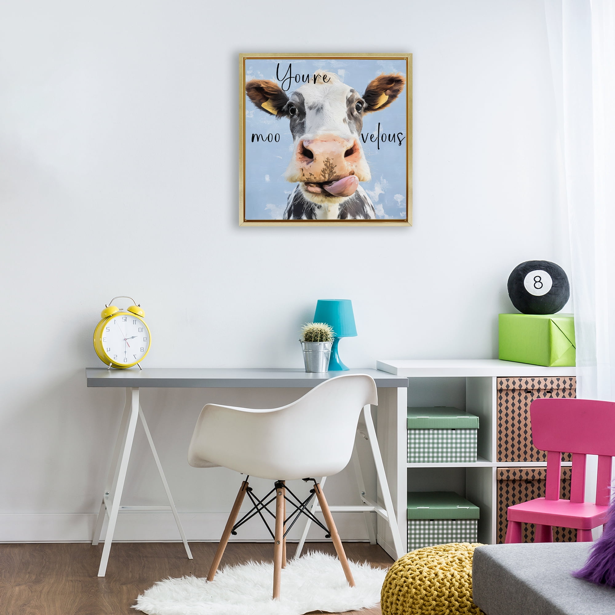 Stupell Industries You're Moo-velous Cow Gold Framed Floater Canvas Wall Art, design by Kim Curinga