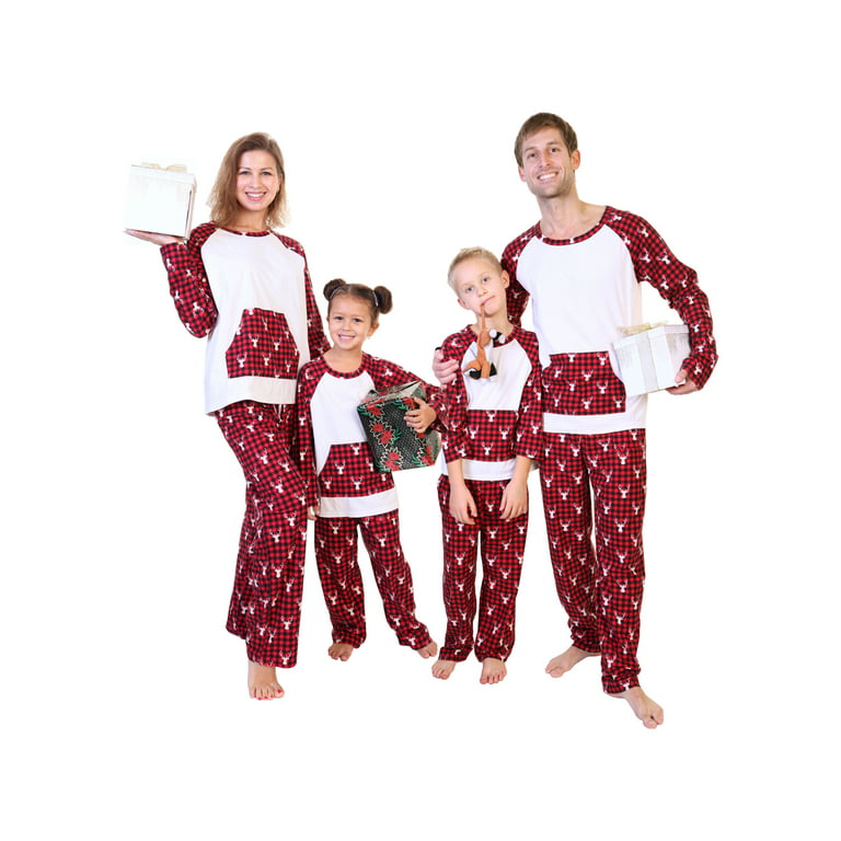 Angelina Christmas 2-Piece Set Matching Family Flannel Kangaroo Pocket  Raglan Shirt with Pajama Pants