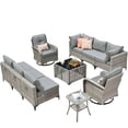 thumbnail image 5 of XIZZI 10-Piece Wicker Patio Furniture Outdoor Sectional with Swivel Rocking Chair Rattan Outdoor Conversation Set Patio Sectional Sofa with Coffee Table for Balcony, Porch, Backyard, Dark Gray, 5 of 10