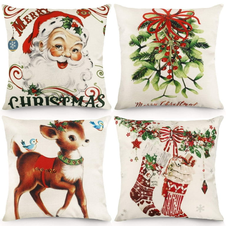 Folkulture Christmas Throw Pillow Covers 18x18, Decorative Couch Pillows  for Living Room, 100% Cotton Boho Pillow Case or Cute Pillows, Christmas