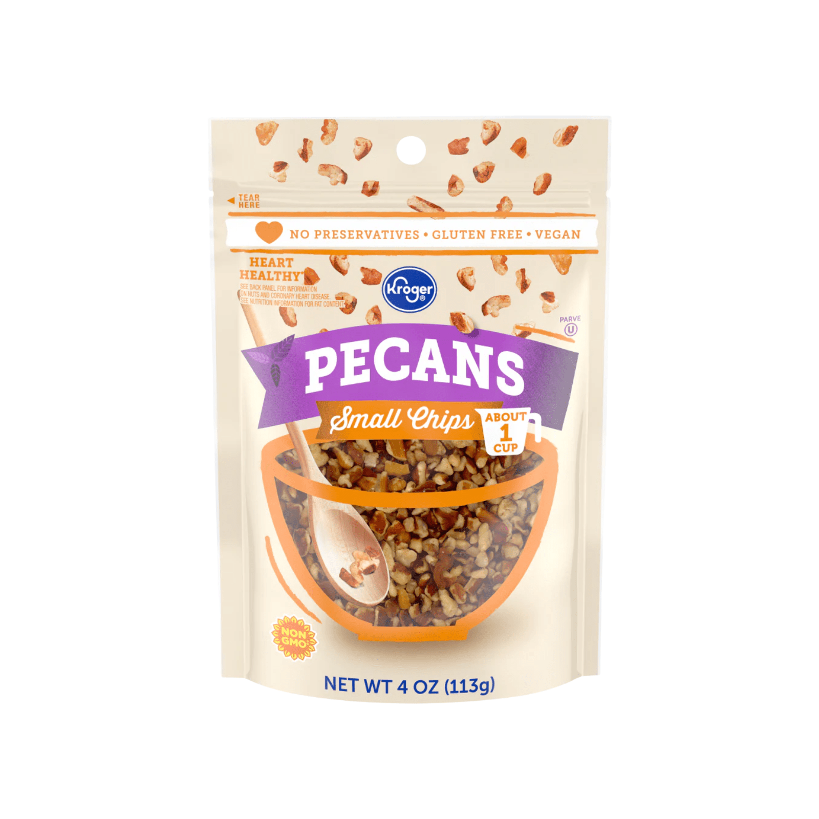KG  Pecans Small Chips, No Preservatives, Gluten Free, Vegan, 4 OZ , 2 Pack + Bonus