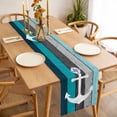 thumbnail image 3 of Teal Blue Anchor Coastal Table Runner - 48 Inch Long, Kitchen Dining Table Runner Dresser Scarves, Nautical Vintage Art Wooden Grey Farmhouse Decor for Coffee Tables Wedding Party Banquet, 3 of 8